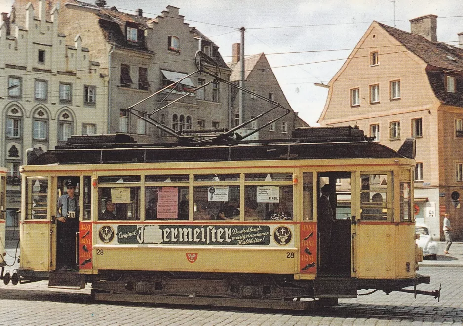 Postcard: Regensburg railcar 28 on Arnulftsplatz (1964)