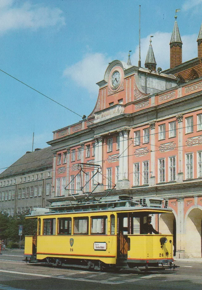 Postcard: Rostock railcar 26 in front of Rathaus (2015)