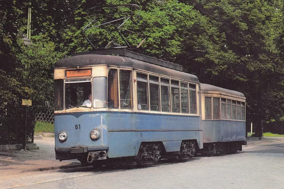 Postcard: Rüdersdorf tram line 88 with railcar 61 near Breitscheidstr. (1980)