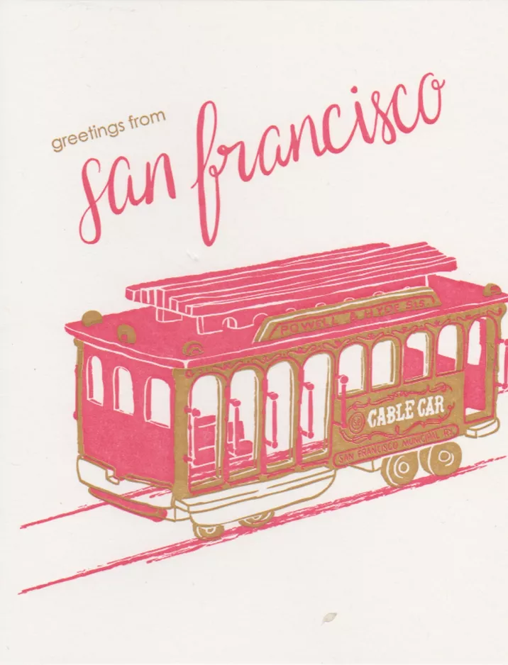 Postcard: San Francisco cable car Powell-Hyde  greetings from san francisco (2023)