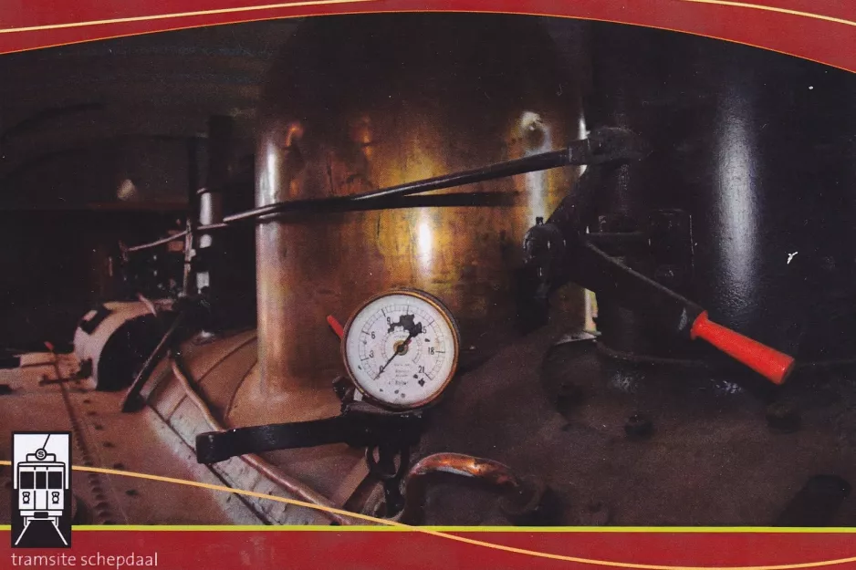 Postcard: Schepdaal steam powered railcar 1066 in Tramsite Schepdaal  steam boiler (2009)