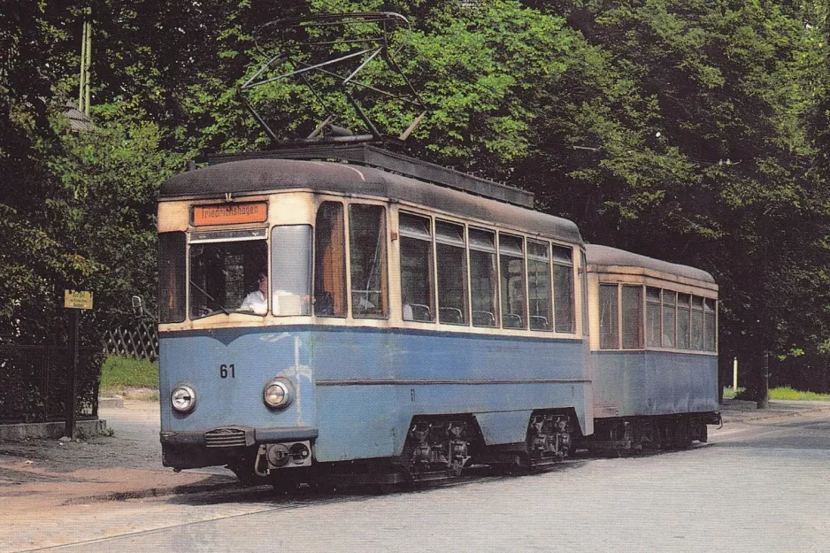 Postcard: Schöneiche tram line 88 with railcar 61 on Bergstraße (1980)