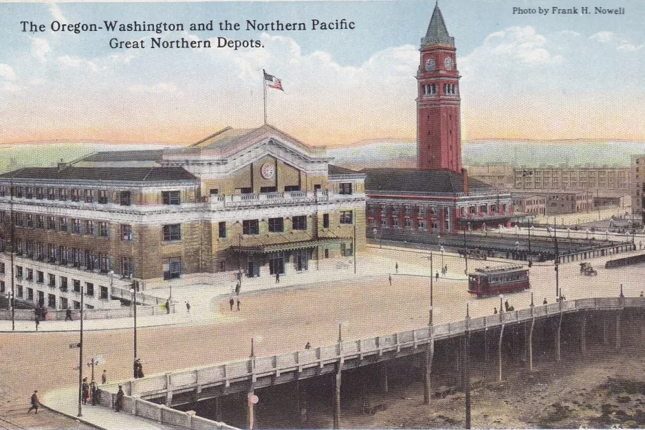 Postcard: Seattle near the Northern Pacific Great Northern Depots (1889)