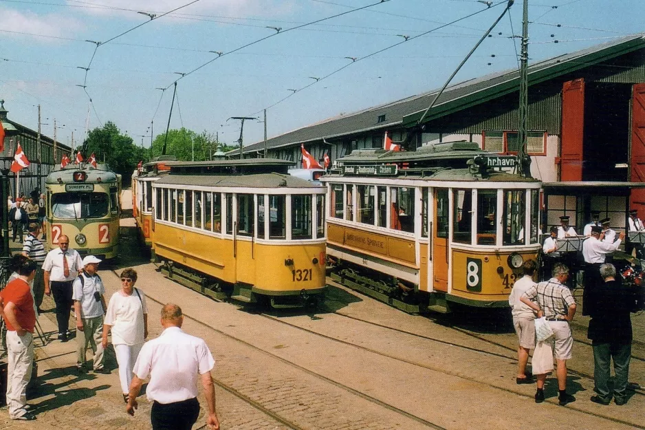 Postcard: Skjoldenæsholm standard gauge with articulated tram 2412 at Valby Gamle Remise (2003)