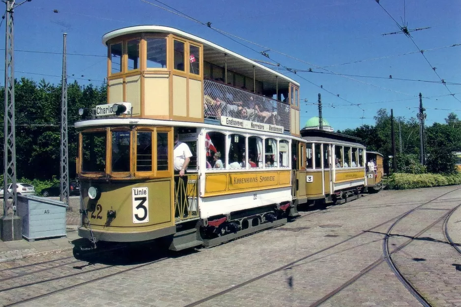 Postcard: Skjoldenæsholm standard gauge with bilevel rail car 22 in front of The tram museum (2007)