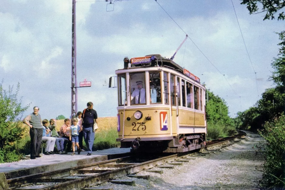 Postcard: Skjoldenæsholm standard gauge with railcar 275 at Tobaksmarken (1985)