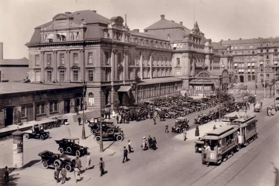 Postcard: Stockholm tram line 3  by Centralstationen (1918-1922)