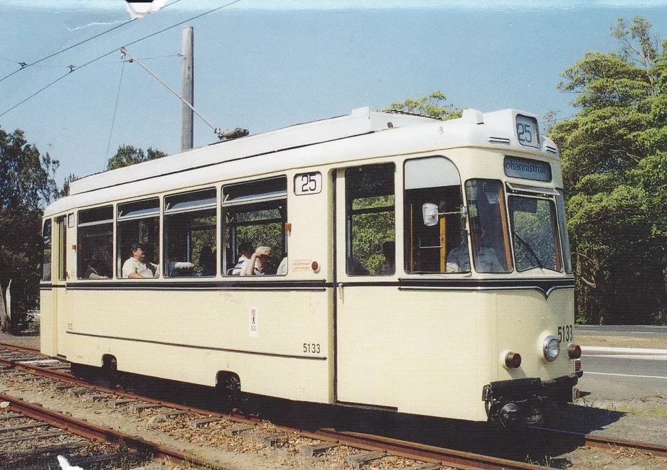 Postcard: Sydney museum line with railcar 5133 in Sydney Tramway Museum (2002)