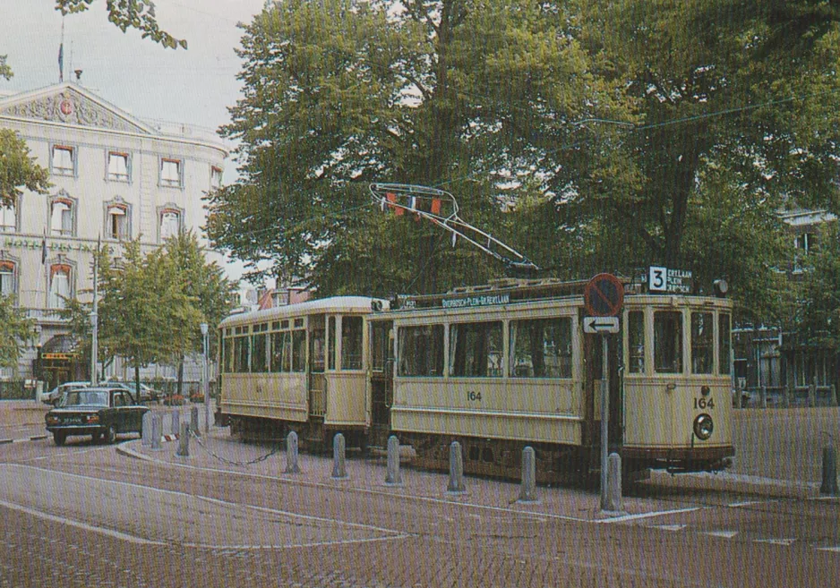 Postcard: The Hague regional line 3 with railcar 164 on Lange Voorhout (1979)
