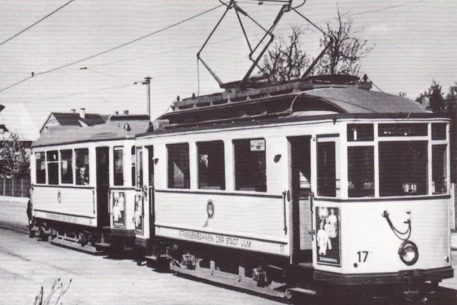 Postcard: Ulm tram line 1 with railcar 17 on Söflingen Straße (1936)