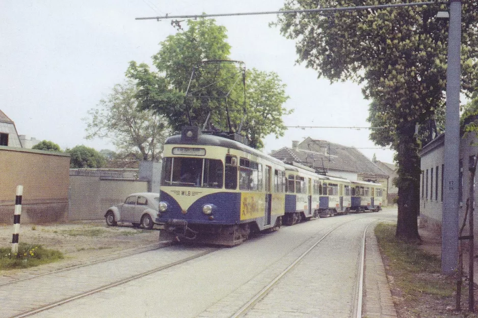 Postcard: Vienna regional line 515 - Badner Bahn with sidecar 94 on Feldgasse (1983)