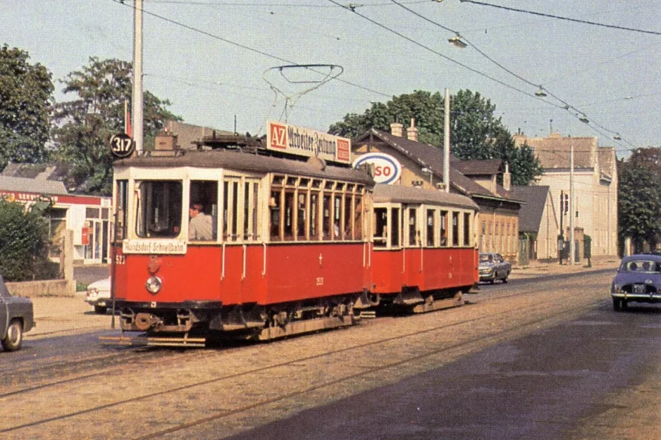 Postcard: Vienna tram line 317 with railcar 2523 on Donaufelder Straße (1959)