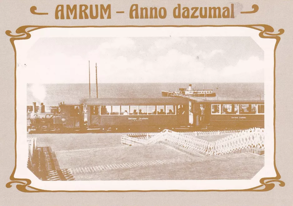 Postcard: Wittdün, Amrum tram line Amrumer Inselbahn near Hafen (1939)