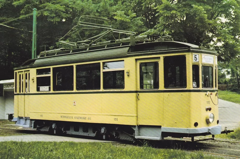 Postcard: Wuppertal BMB with railcar 105 at Schulkohlfurth (1985)