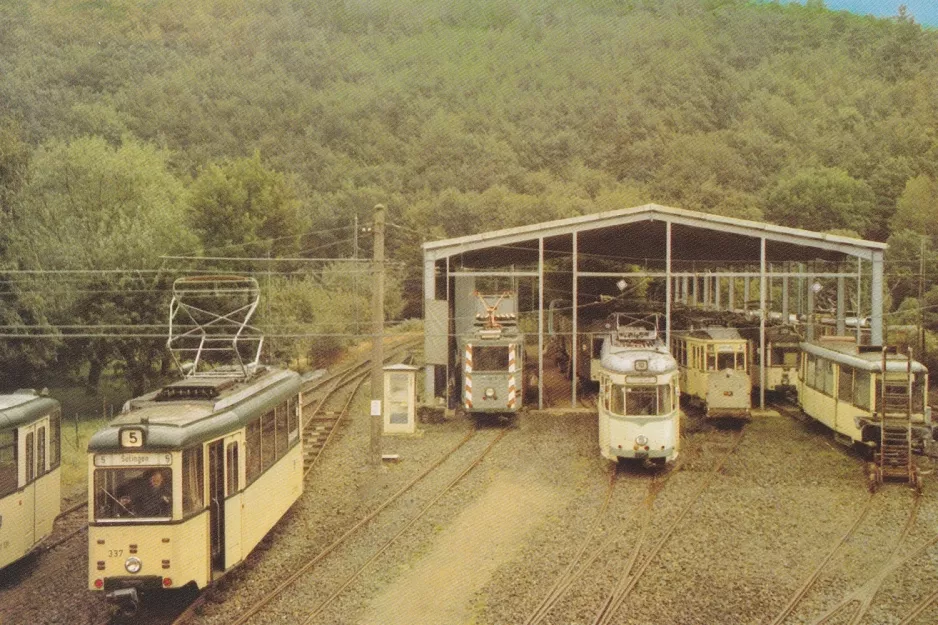 Postcard: Wuppertal BMB with railcar 337 in front of the depot Betriebshof Kohlfurther Brücke (1993)