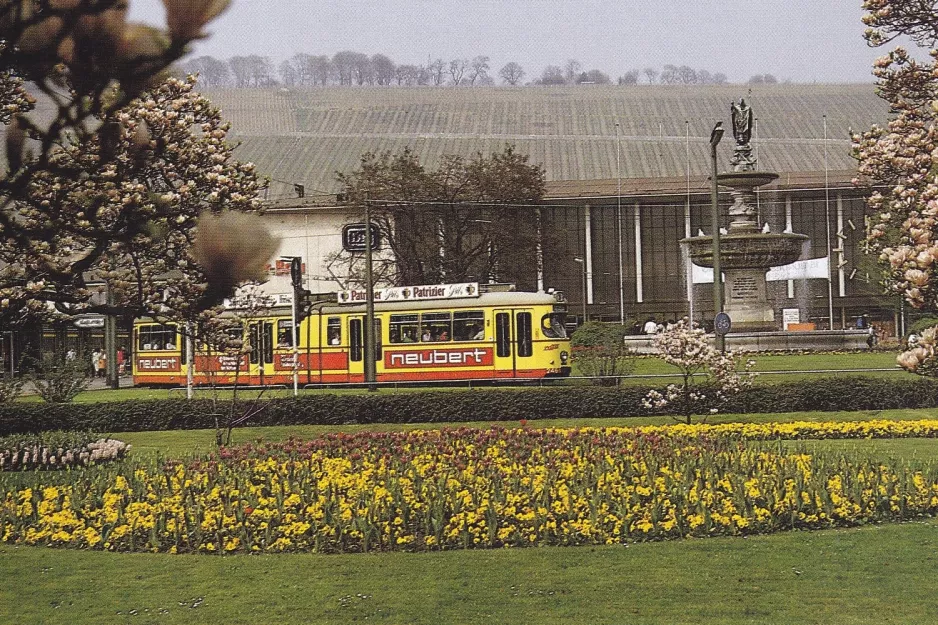 Postcard: Würzburg tram line 5 with articulated tram 248 at Hauptbahnhof (1986)