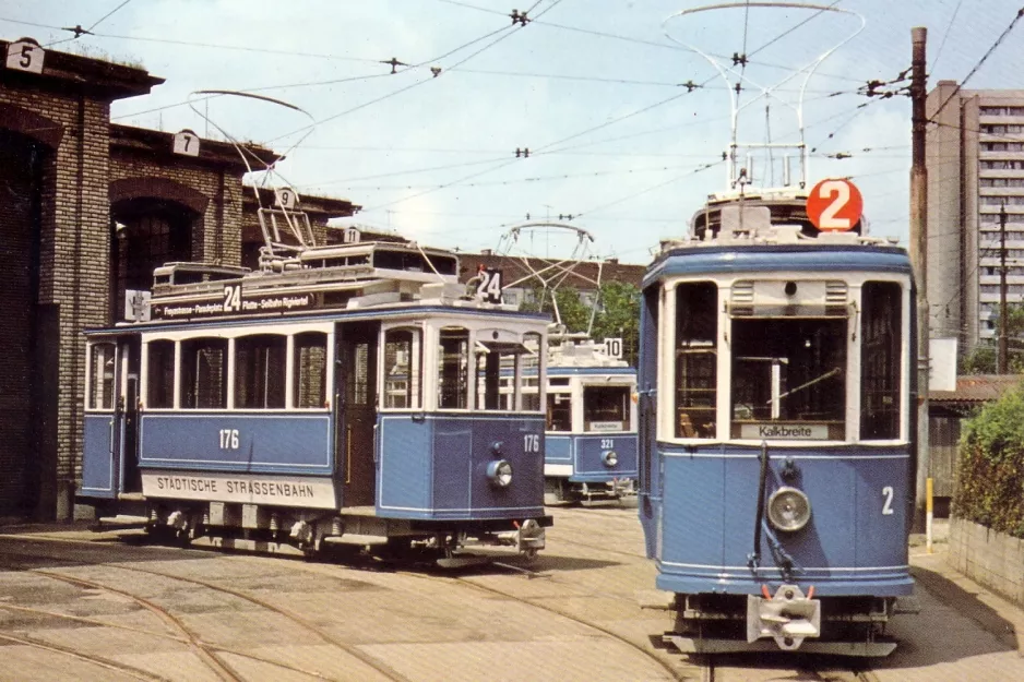 Postcard: Zürich railcar 176 at Kalkbreite / Bhf. Wiedikon (1968)