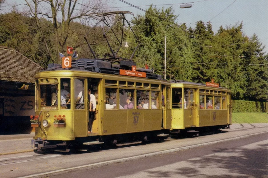 Postcard: Zürich tram line 6 with railcar 1018 at Zoo (1987)