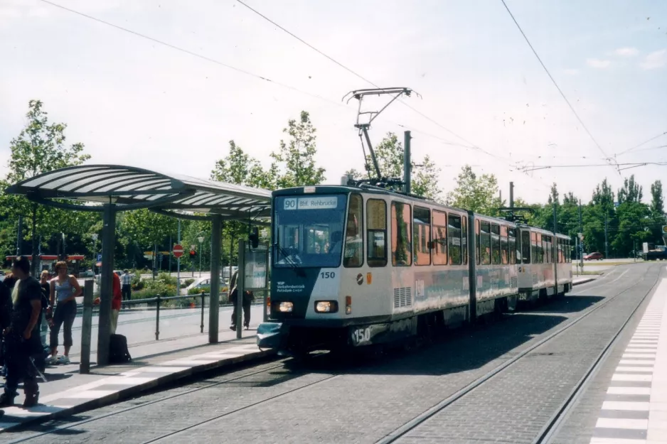 Potsdam tram line 90 with articulated tram 150 at S Hauptbahnhof (2004)