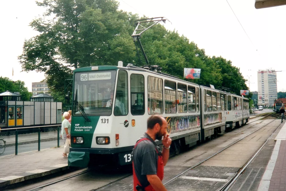 Potsdam tram line 96 with articulated tram 131 at Platz der Einheit/West (2001)