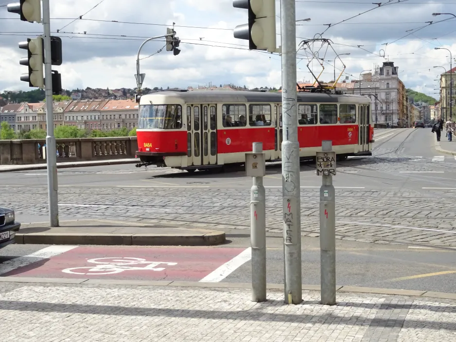 Prague tram line 21 with railcar 8464 near Palackého náměstí (2024)