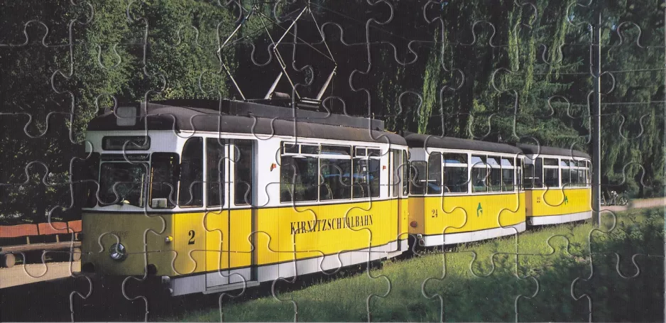 Puzzle: Bad Schandau Kirnitzschtal 241 with railcar 2 at Kurpark (2011)