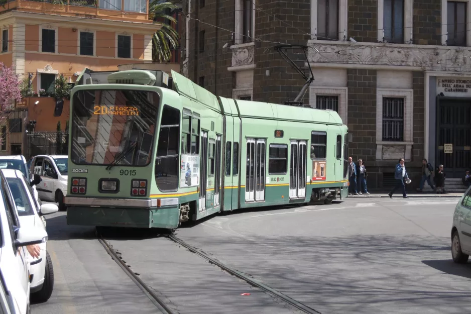 Rome extra line 2/ with low-floor articulated tram 9015 at Risorgimento S.Pietro front view (2010)