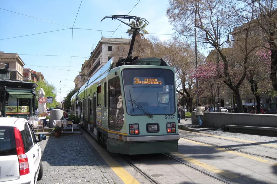 Rome extra line 2/ with low-floor articulated tram 9020, the front Risorgimento S.Pietro (2010)