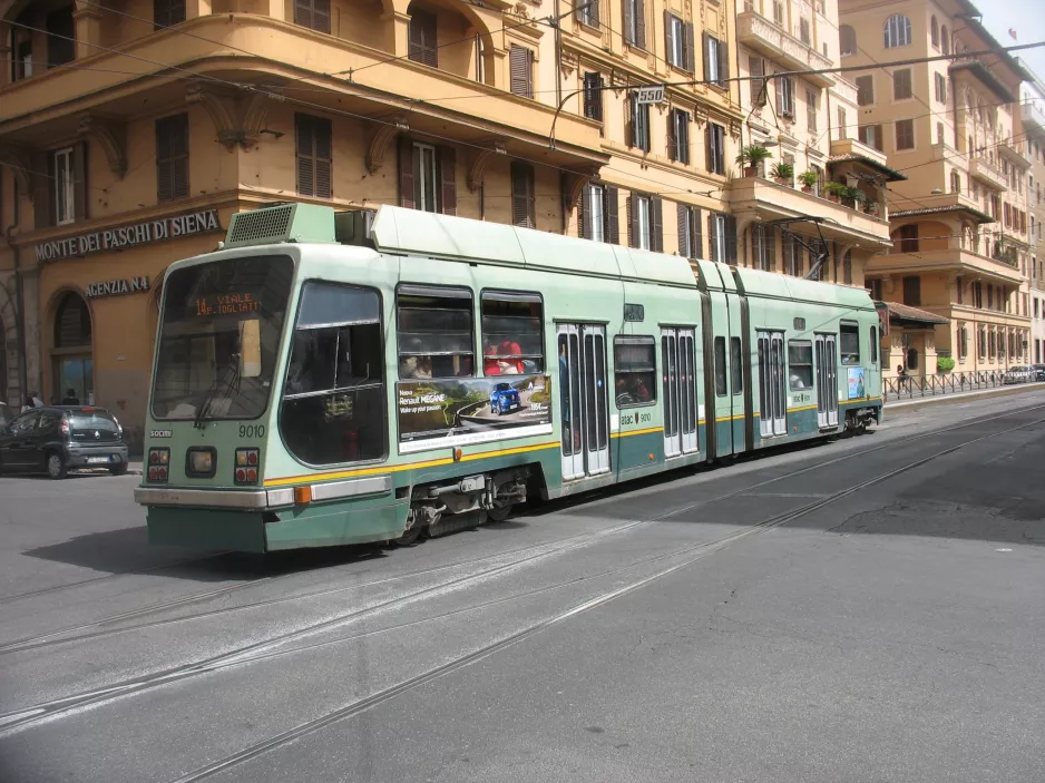 Rome tram line 14 with low-floor articulated tram 9010 at Termini Farini (2016)