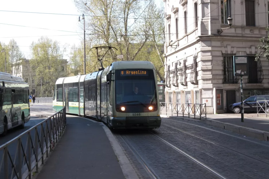 Rome tram line 8 with low-floor articulated tram 9246 on Via Arenula (2010)