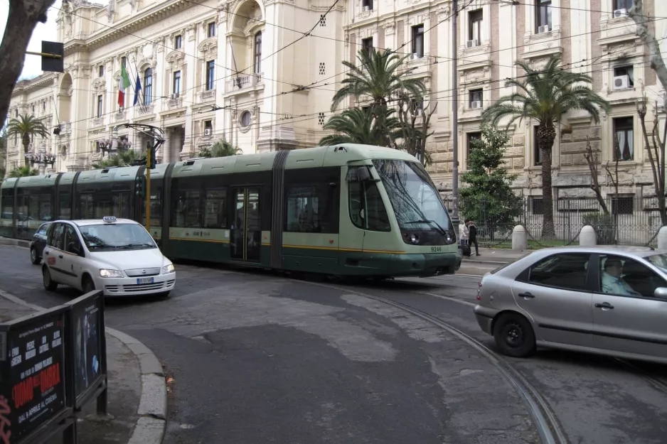 Rome tram line 8 with low-floor articulated tram 9246 on Viale Trastevere (2010)