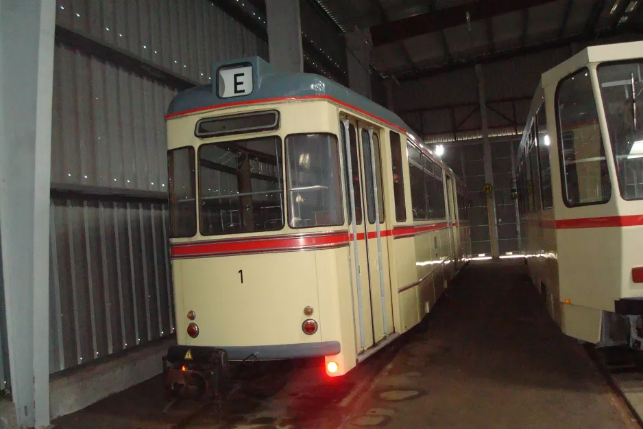 Rostock articulated tram 1 in depot12 (2015)