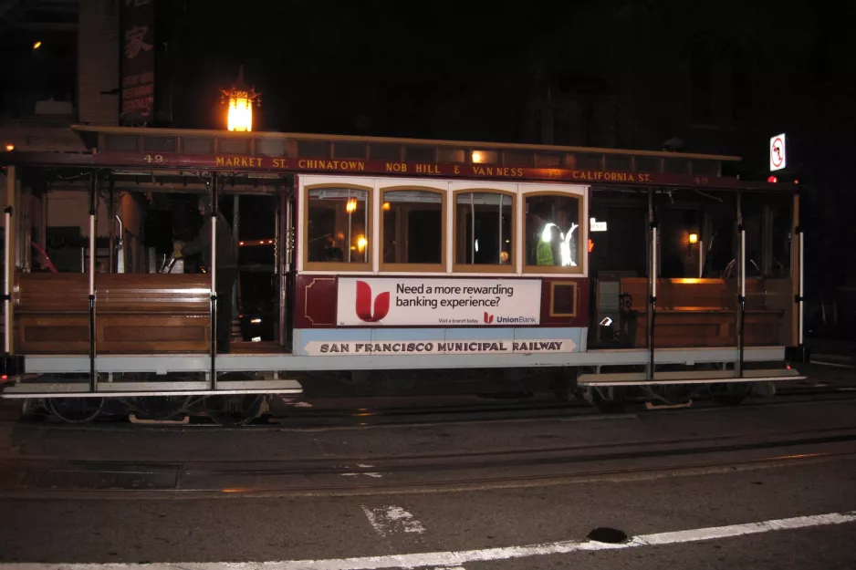 San Francisco cable car California with cable car 49 at California & Drumm (2010)