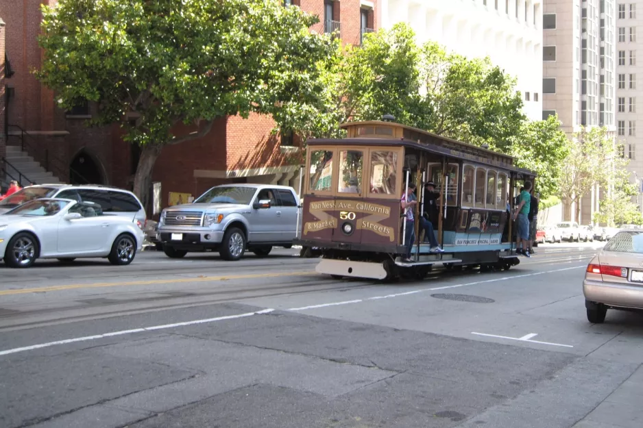 San Francisco cable car California with cable car 50 close by California & Grant (2010)