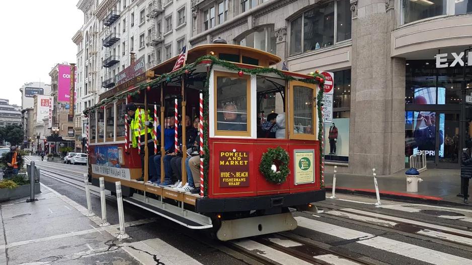 San Francisco cable car Powell-Hyde with cable car 11 on Market & 5th (2019)