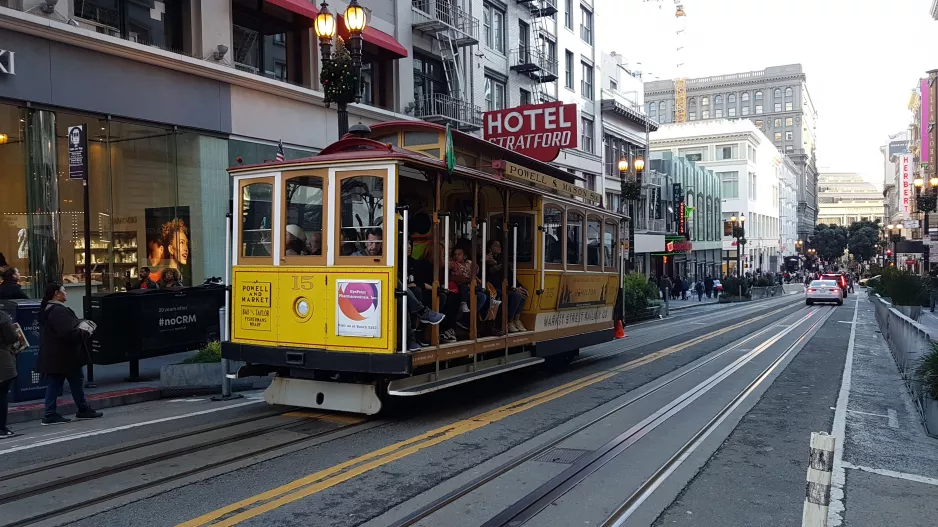 San Francisco cable car Powell-Mason with cable car 15 on Powell (2019)