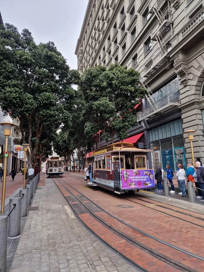 San Francisco cable car Powell-Mason with cable car 24 at Powell & Market (2023)