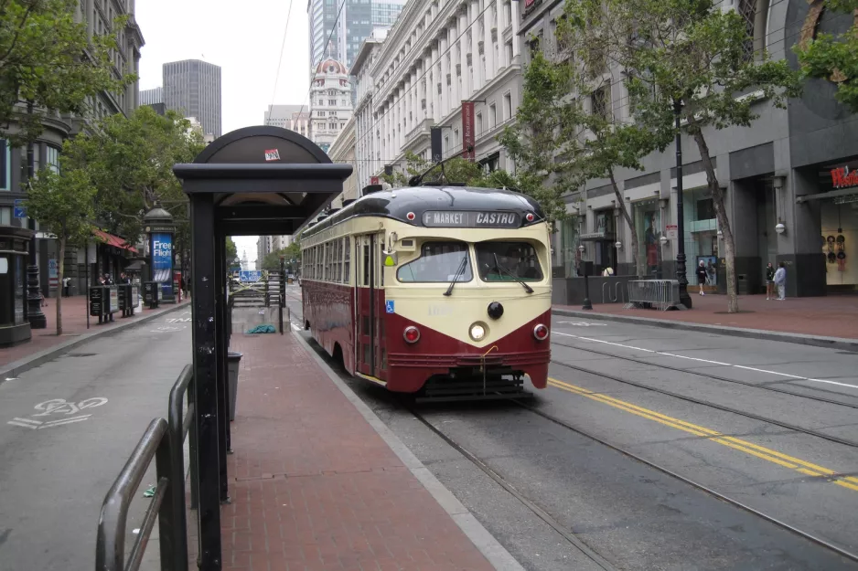 San Francisco F-Market & Wharves with railcar 1007 at Market Street & 4th Street (2010)
