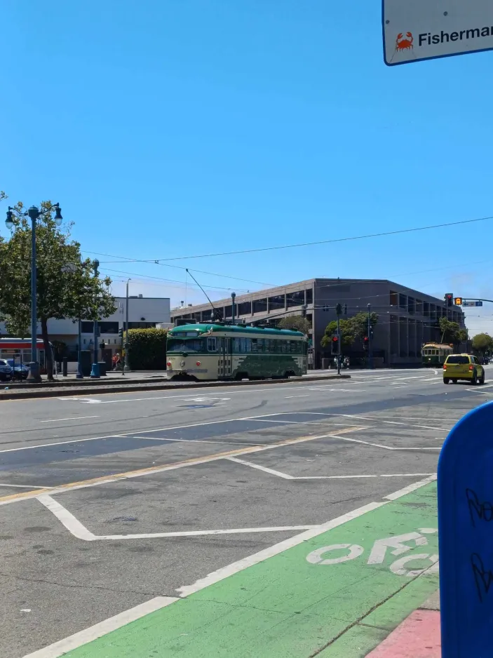 San Francisco F-Market & Wharves with railcar 1008 near Embarcadero & Greenwich (2024)