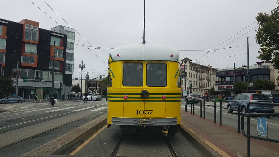 San Francisco F-Market & Wharves with railcar 1057 at Market & Noe (2021)