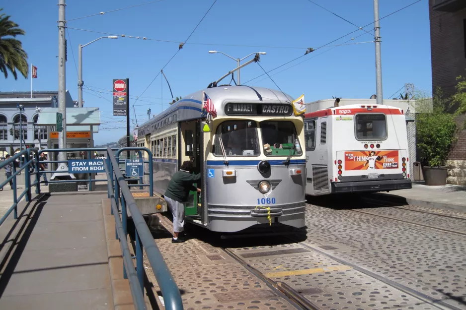 San Francisco F-Market & Wharves with railcar 1060 at The Embarcadero & Brannan Street (2010)