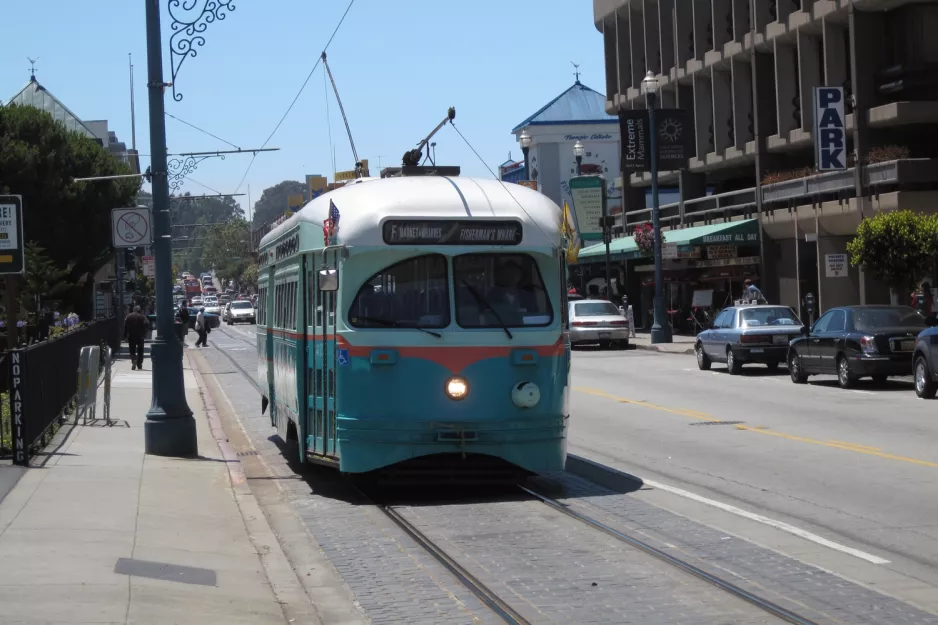 San Francisco F-Market & Wharves with railcar 1076 near Beach & Mason (2010)