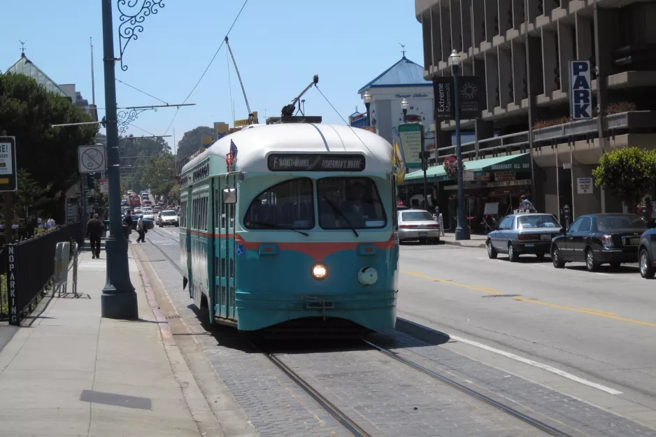 San Francisco F-Market & Wharves with railcar 1076 on Beach Street (2010)