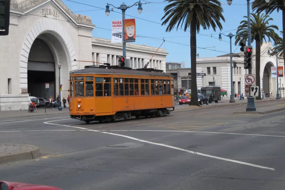 San Francisco F-Market & Wharves with railcar 1856 near Embarcadero & Bay (2010)