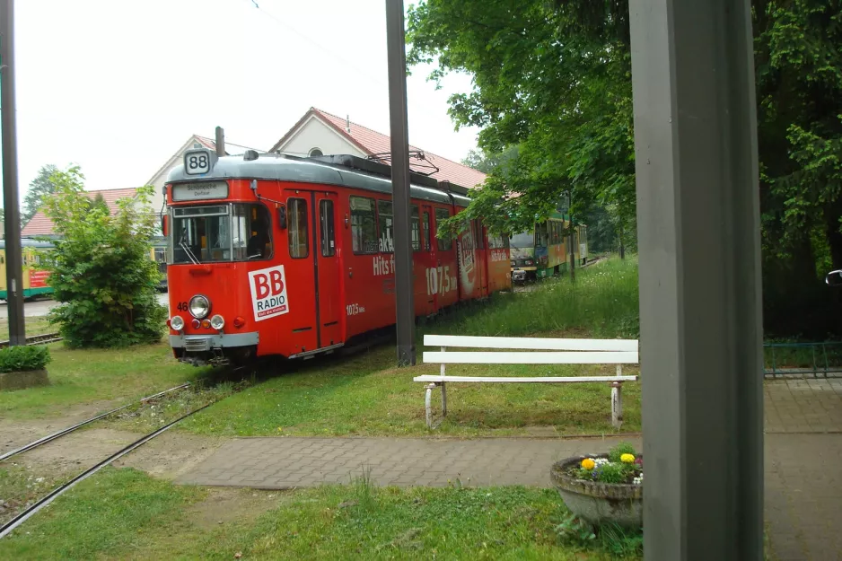 Schöneiche articulated tram 46 at the depot Rahnsdörfer Straße (2013)