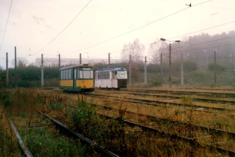 Schwerin sidecar 42 on the side track at Klement-Gottwald Werk (Kliniken) (1987)
