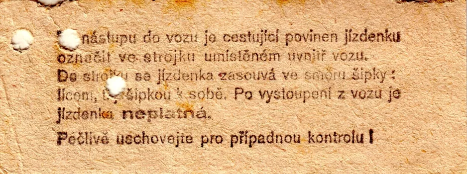 Single ticket for Dopravní podnik hlavního města Prahy (DPP), the back (1983)