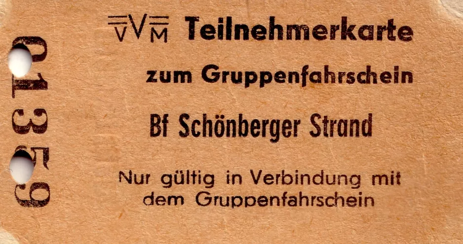 Single ticket for Museumsbahnen Schönberger Strand (1981)
