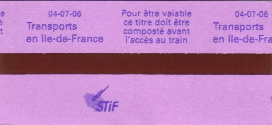 Single ticket for Régie Autonome des Transports Parisiens (RATP), the back La Defense Paris (2007)