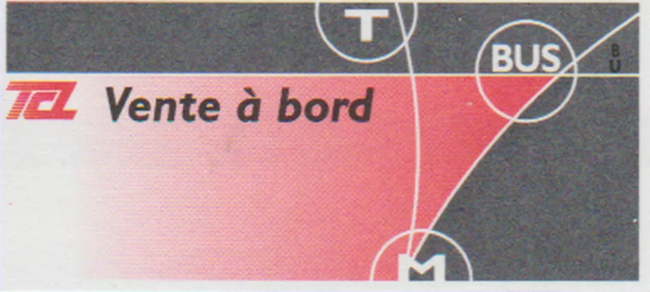Single ticket for Transports en Commun Lyonnais (TCL), the front (2018)